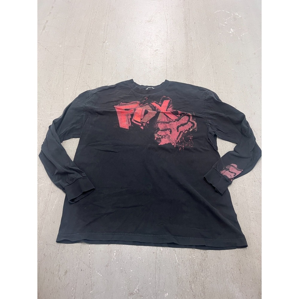 Fox Racing T-Shirt Men XL? 44" Chest Black Graphic Long Sleeve Streetwear Skater